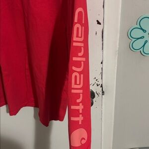 Women's S (4-6) Carhartt Loose Fit Long Sleeve Tee Coral/Red